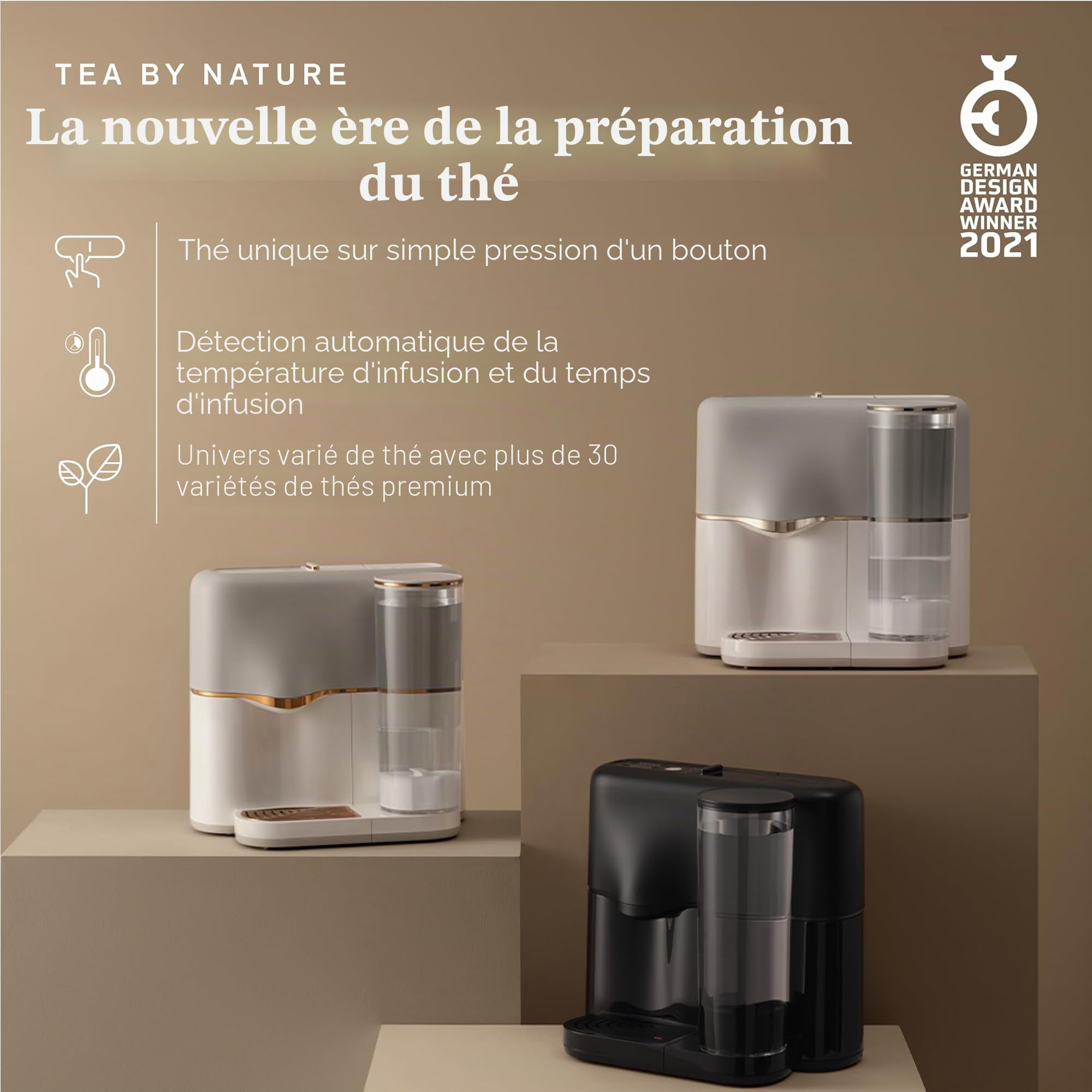 Avoury One Machine à thé – Théière à capsules de qualité supérieure avec chambre d'infusion innovante, contrôle automatique de la température, pour un plaisir parfait du thé, design moderne (Silver