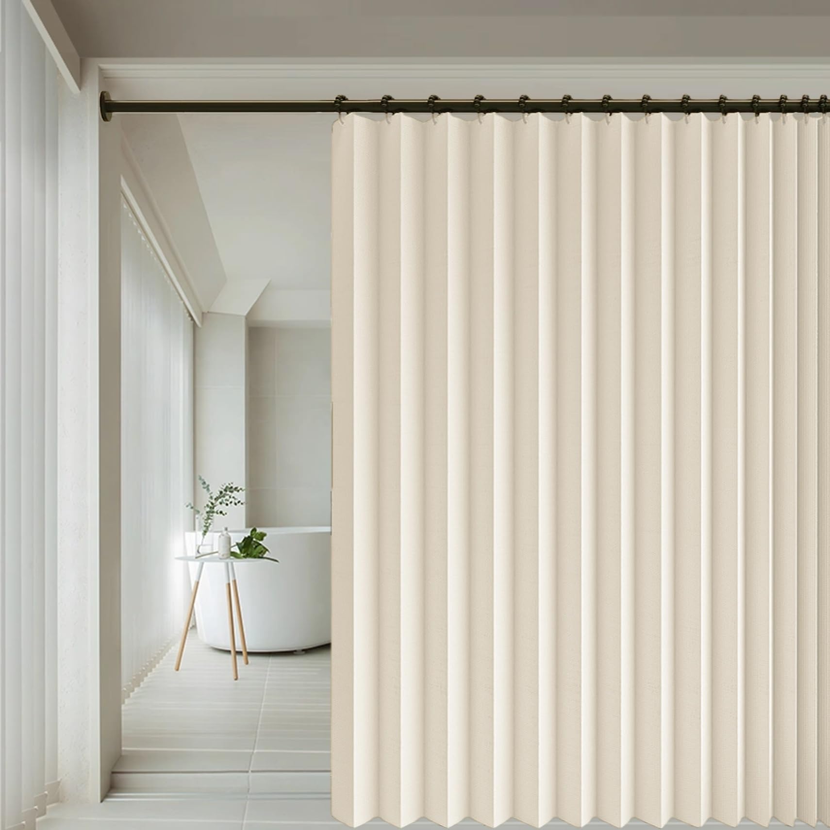 Rideau accordéon placard 97x199 beige isolant thermique à oeillets