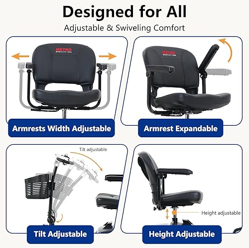 Miniatura 7 de Scooter de movilidad plegable para personas mayores, scooter de 4 ruedas para adultos, scooter médico eléctrico compacto para viajes, dispositivo de