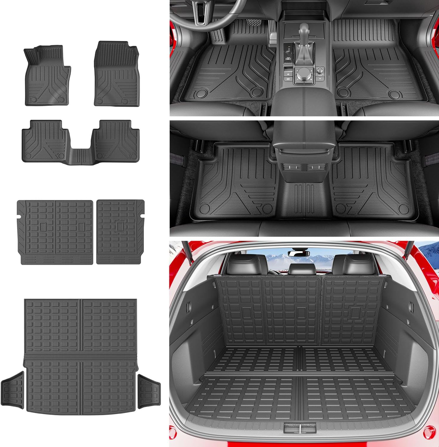 xipoqix Floor Mats Cargo Mat Backrest Mats Compatible with 23-26 Mazda CX50 TPE Cargo Liner Floor Liners Replacement for 2023-2026 Mazda CX-50 Accessories (Trunk Mat+Backrest Mats+Floor Mats)
