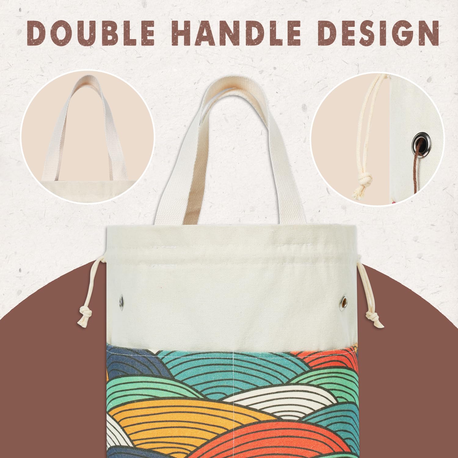 TOGETRUE Garntasche, Strick-/Häkeltasche, Garnaufbewahrungstaschen, Organizer, Häkeltaschen für Häkelprojekte, zum Aufbewahren von Knäuel, kurze Stricknadel (Farbbogen)