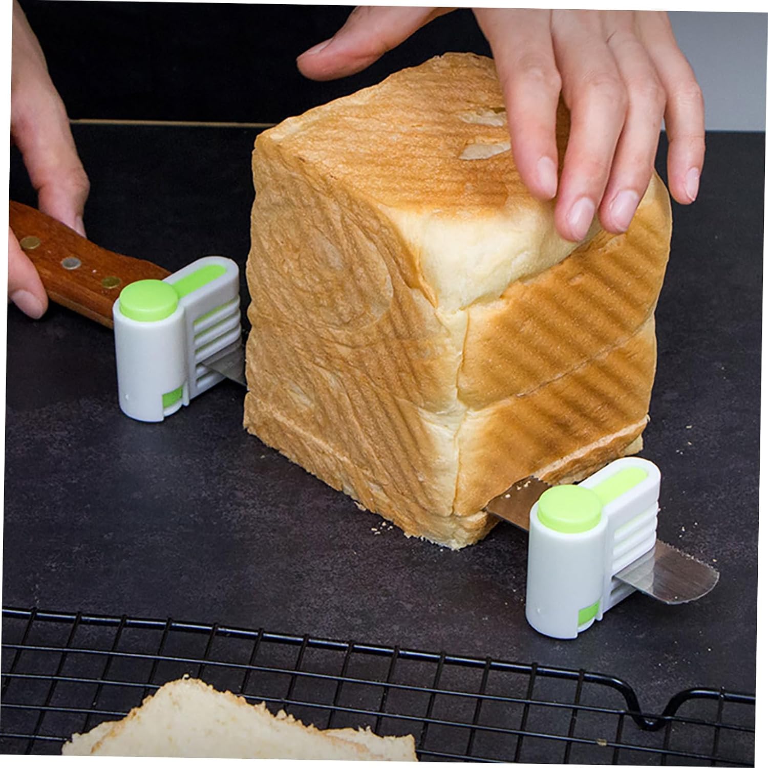 MAGICLULU 6pcs Bread Slicer Layers Cake Cutter for Even Slicing of Toast Bagels and Sandwiches Food-grade Material Compact and Lightweight for Baking Green