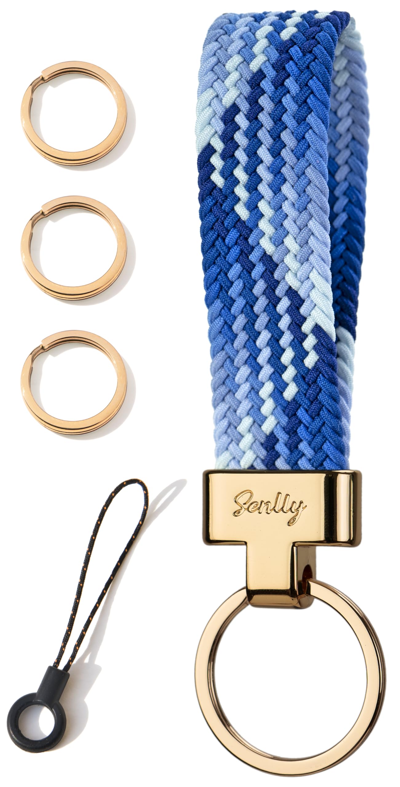 Senlly Unisex 301 Blueberry Car Keychain, Stretchy Key Holder, Original Elastic Anti-Drop Design Finger Lanyard Strap