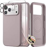 Vista 18 de GONEZ Funda de silicona para iPhone 14 Pro Max, compatible con MagSafe, con protector de pantalla + protector de lente de cámara, silicona líquida a