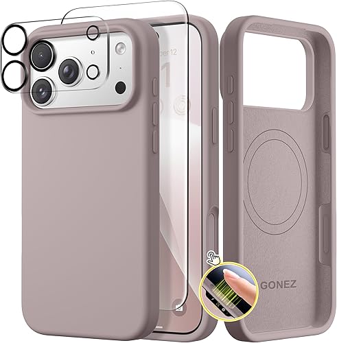 Miniatura 18 de GONEZ Funda de silicona para iPhone 14 Pro Max, compatible con MagSafe, con protector de pantalla + protector de lente de cámara, silicona líquida a