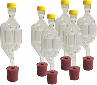 DIAH DO IT AT HOME 6 x Airlocks [2-Chambers] + Bungs Fermentation Airlocks & Bored Rubber Bungs for Glass Demijohn - Beer, Wine, Spirit