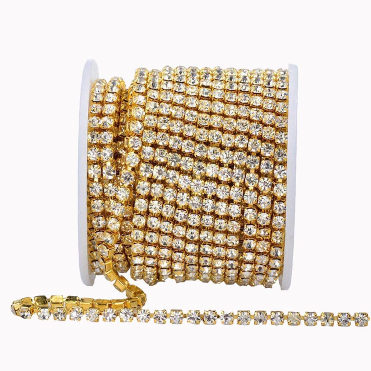 Chaîne de strass SS16 Crystal Gold 10 yards ruban griffe dorée pour mercerie