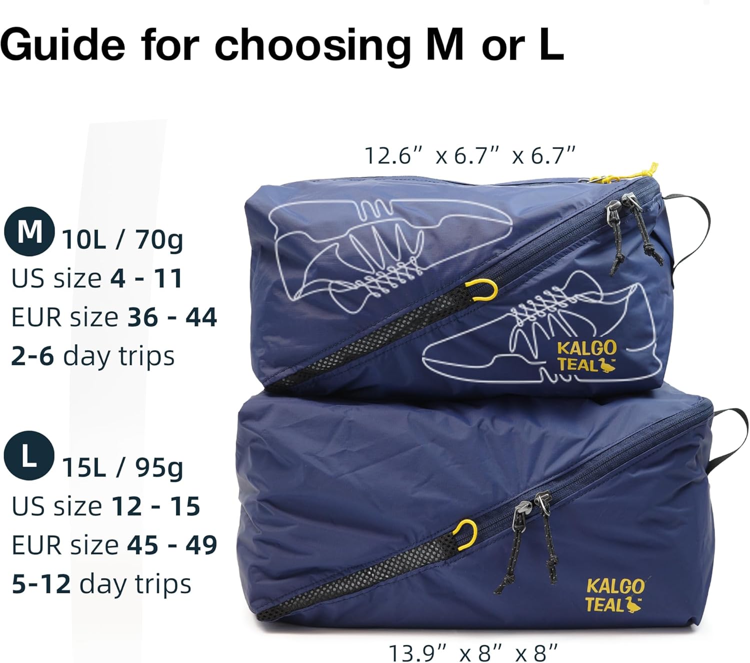 Ultralight Travel Shoe Bag 10L, Fits 2 Pairs Shoes, Large Water-Resistant Packing Cube. - Image 4