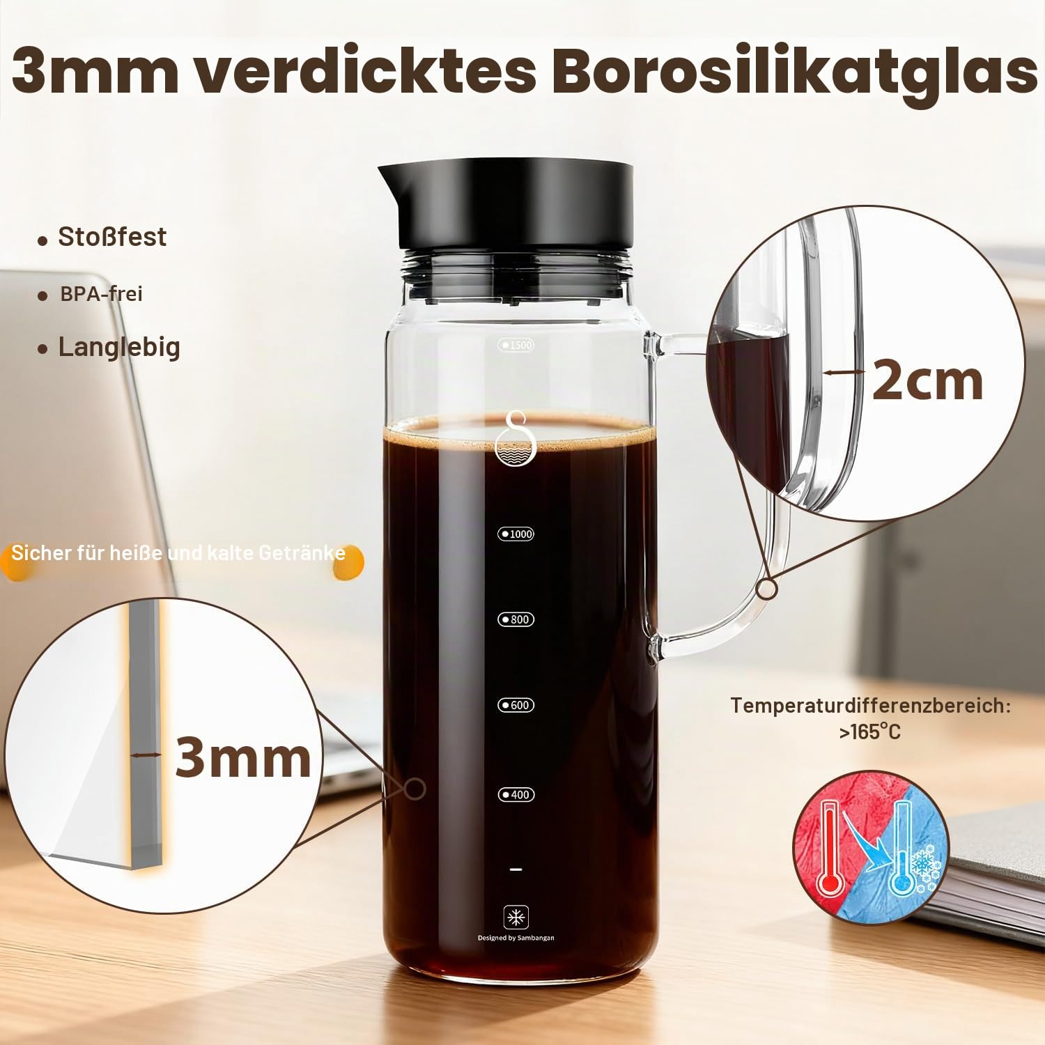 SAMBANGAN Cold Brew Kaffeebereiter, Coffee Maker Kalter Kaffee Kaffeemaschine