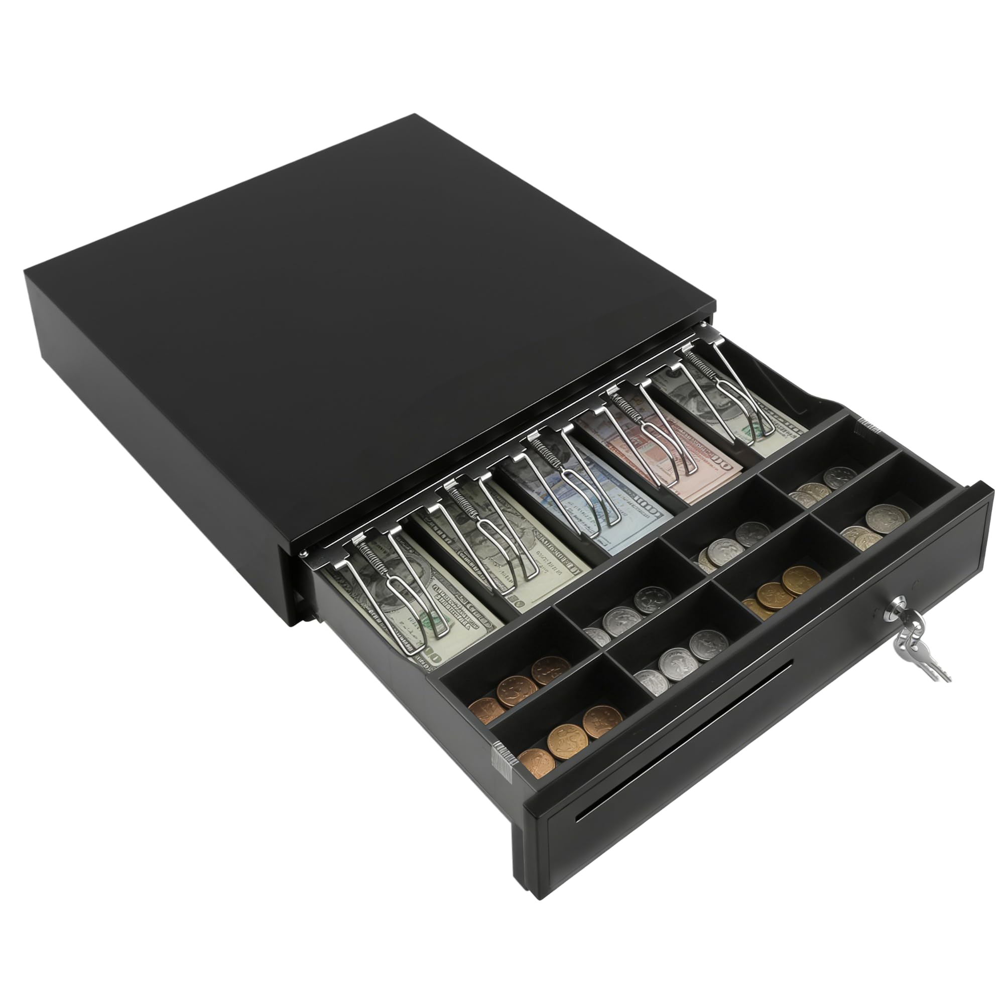 Cajón de efectivo Light-Duty para monedas, con 5 compartimentos, billetes y 8 monedas, conector RJ11, fiable de 42,5 x 40,5 x 10 cm, para caja registradora, POS, supermercado, venta al por menor