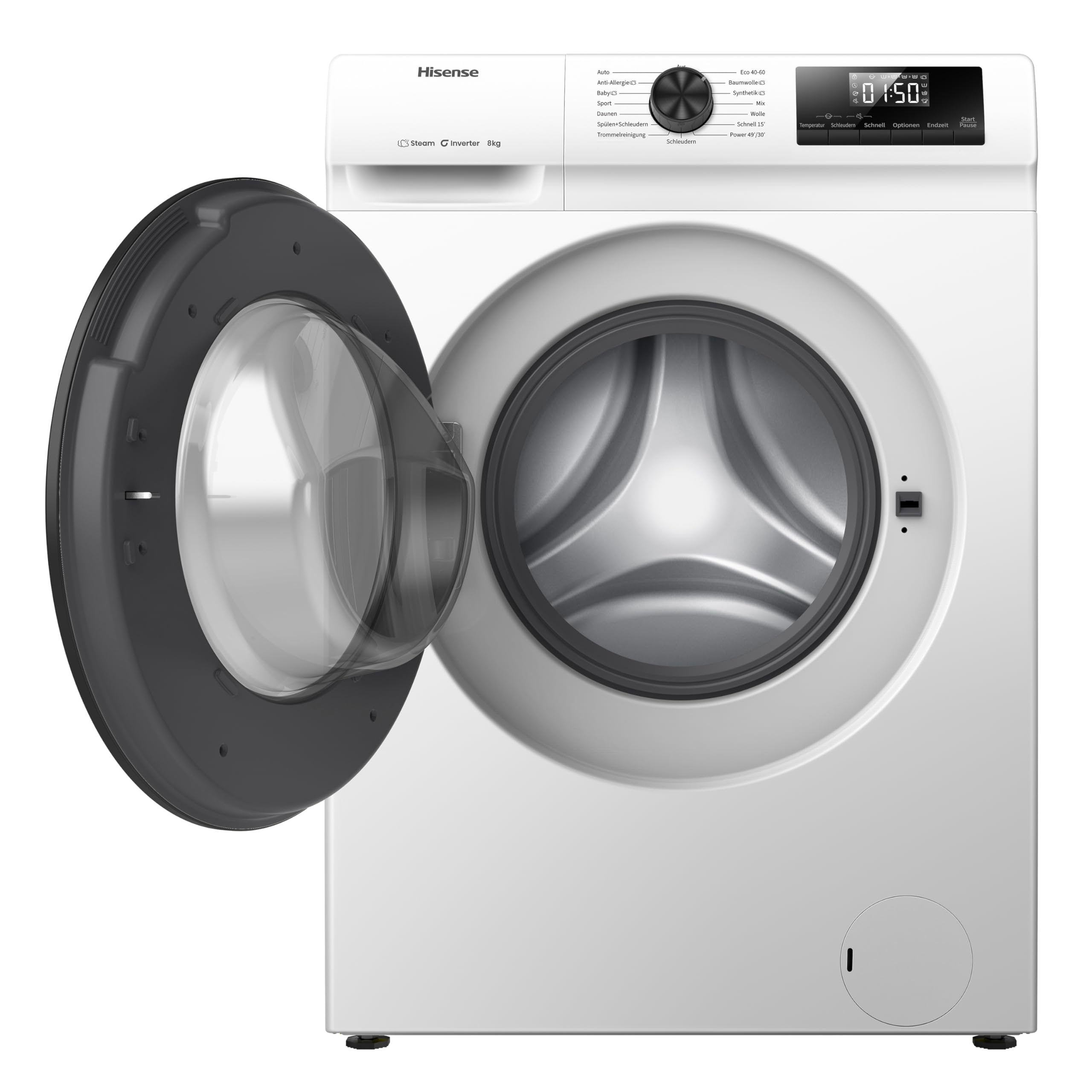 Hisense WF1Q8041BW Waschmaschine 8KG 1400 U/Min 15 Programme Dampffunktion A Energieklasse Weiß