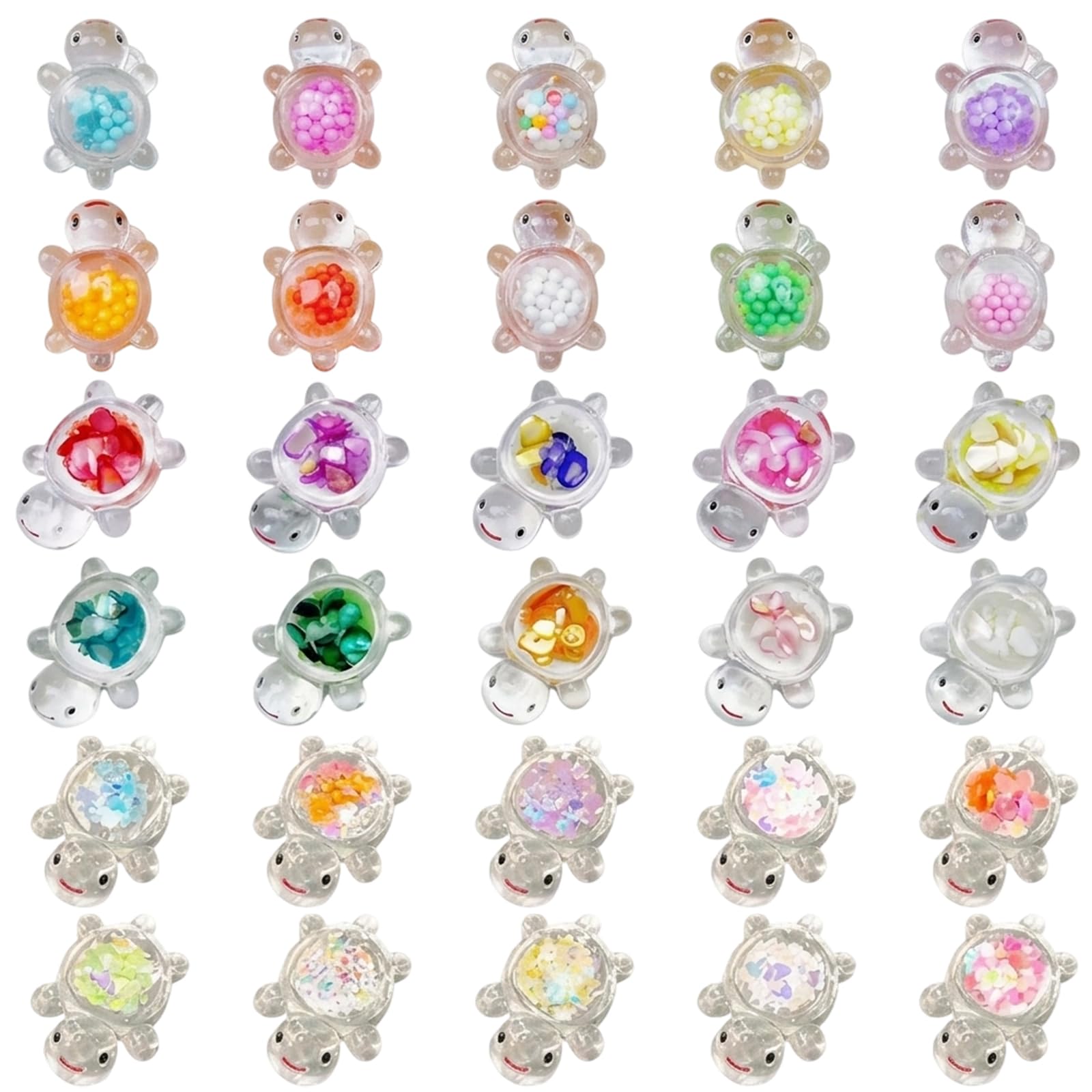30 PCS Mini Resin Turtles, Mini Glow in the Dark Animals with Sparkle Flakes and Bubbles, Set of Mini Turtles for Fairy Garden and Aquarium Decoration, DIY Craft Projects and Party Enhancement