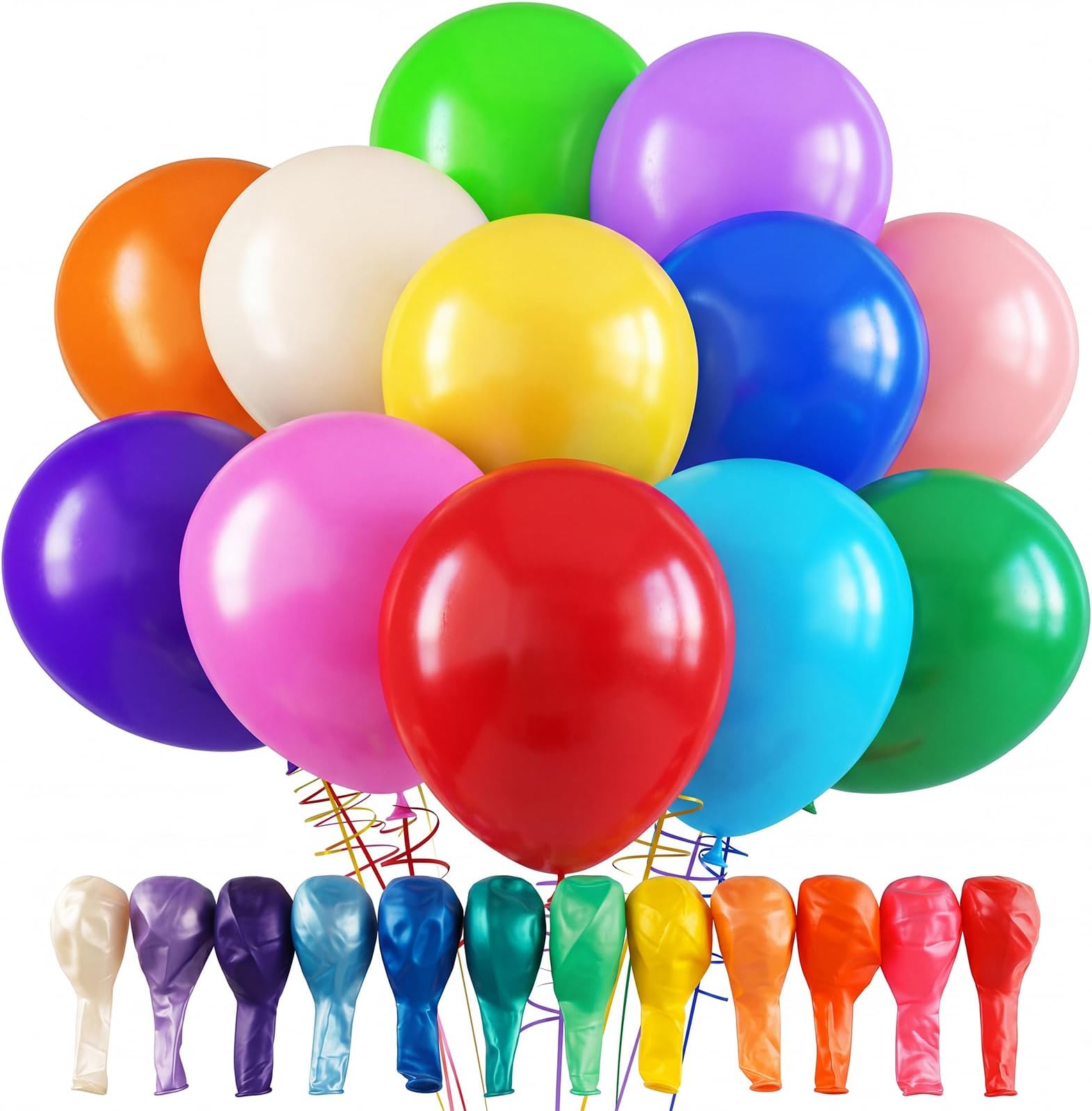 - RUBFAC Rainbow Balloons, 120pcs Party Balloons for Birthday Baby Shower Graduation Anniversary Wedding Party Supplies Garland Arch Decoration,12 Inches, Assorted Color