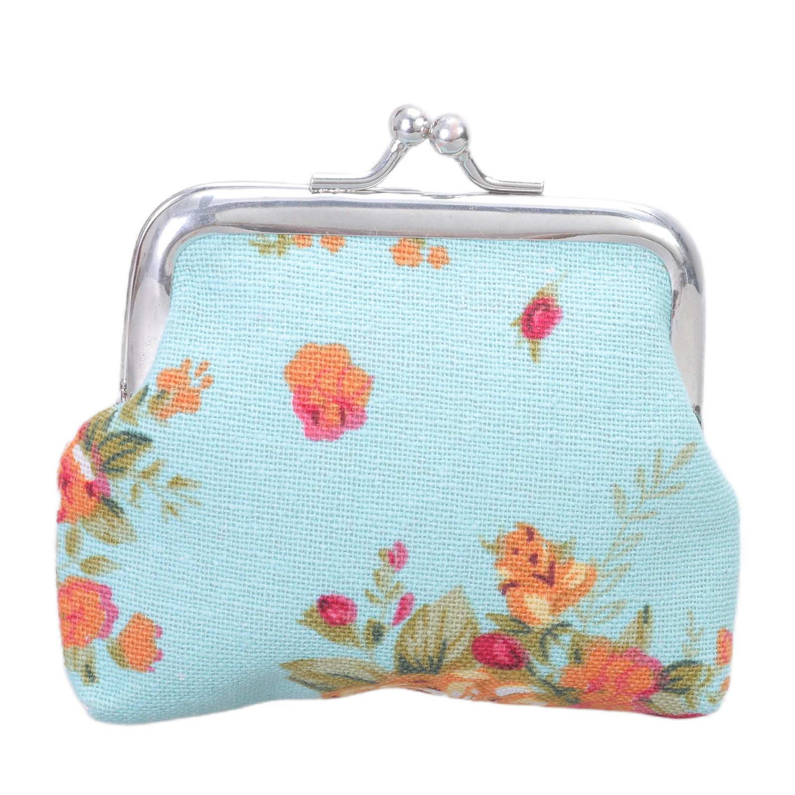 MIDOKSTUA Vintage Floral Kiss Coin Change Wallet Purses Buckles Coin Purses Trendy Wallets with Kiss Clasps Gifts for Womens
