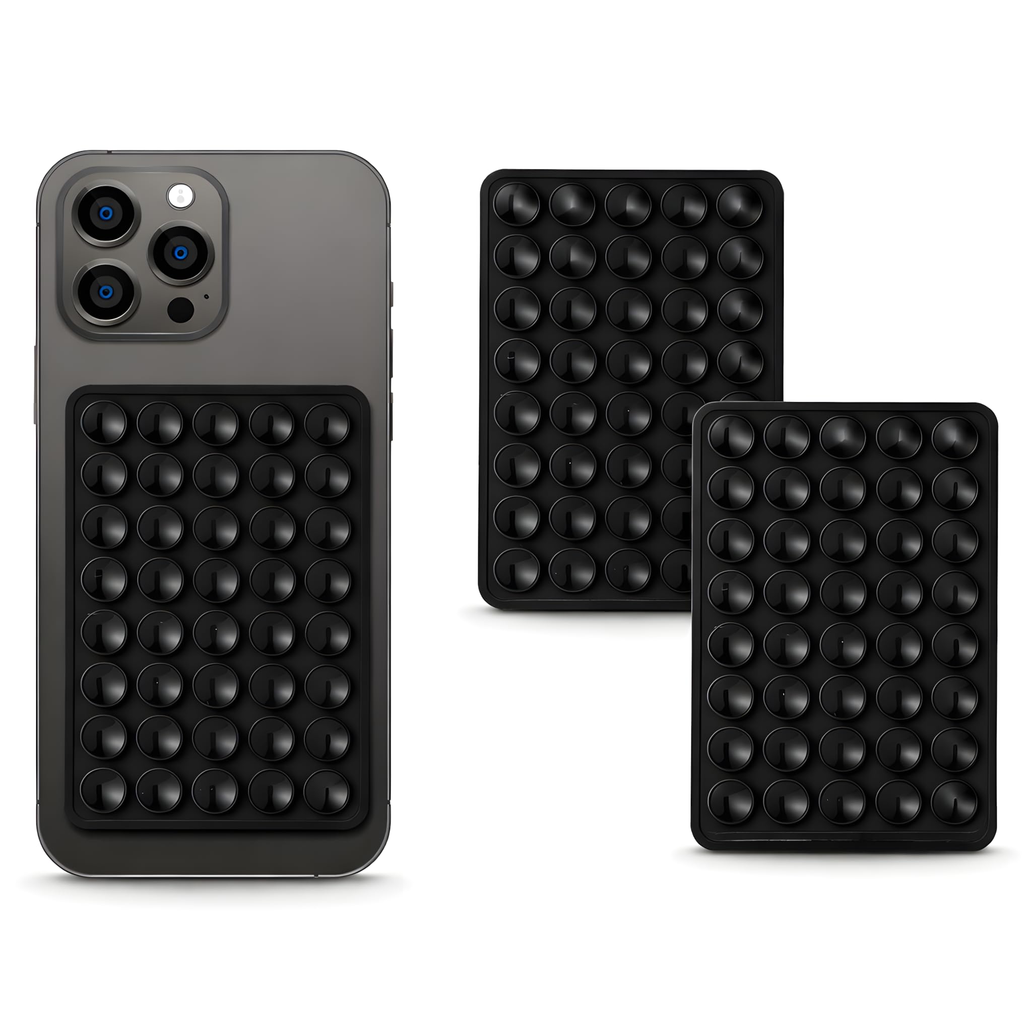 SHENGXIN 2 Pack Silikon Saugnapf Doppelseitig, Klebriger mobiler Griff mit Höherer Saugkraft für iPhone, Galaxy, Pixel, Android Freisprecheinrichtung für Selfies und Videos (Schwarz)