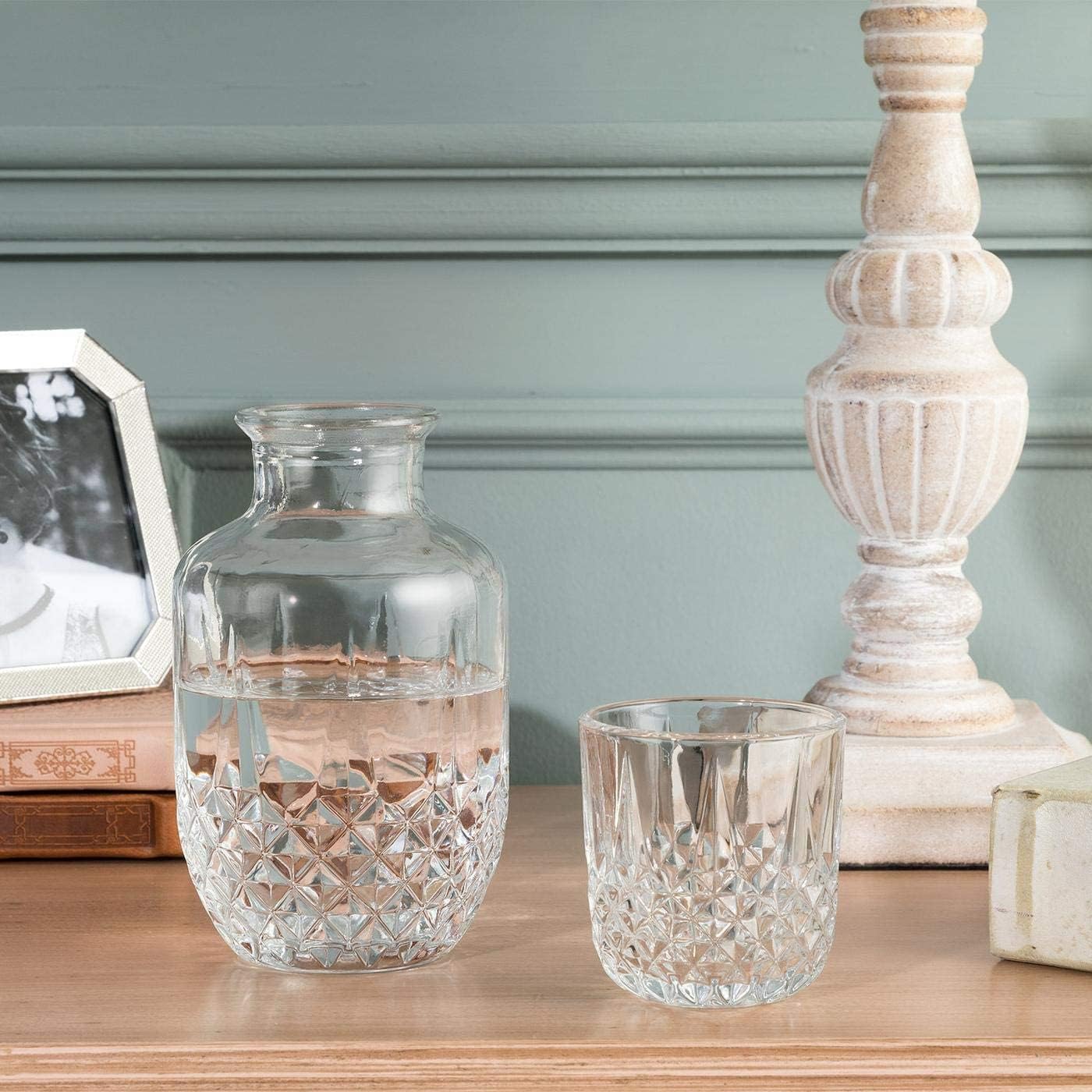 Bedside Water Carafe With Glass Set Karaffe mit Glas Wasser Night Wasserkaraffe Bedroom Karaffen Wasserkrug Nachttisch Glaskrug Glaskrug Glaskanne Wasserflasche Krug Trinkgläser Mouthwash