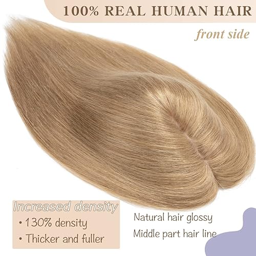 Miniatura 3 de S-noilite Parte superior de cabello humano de seda para mujer, densidad del 130%, hecho a mano, con clip, parte media, cabello superior para cabello