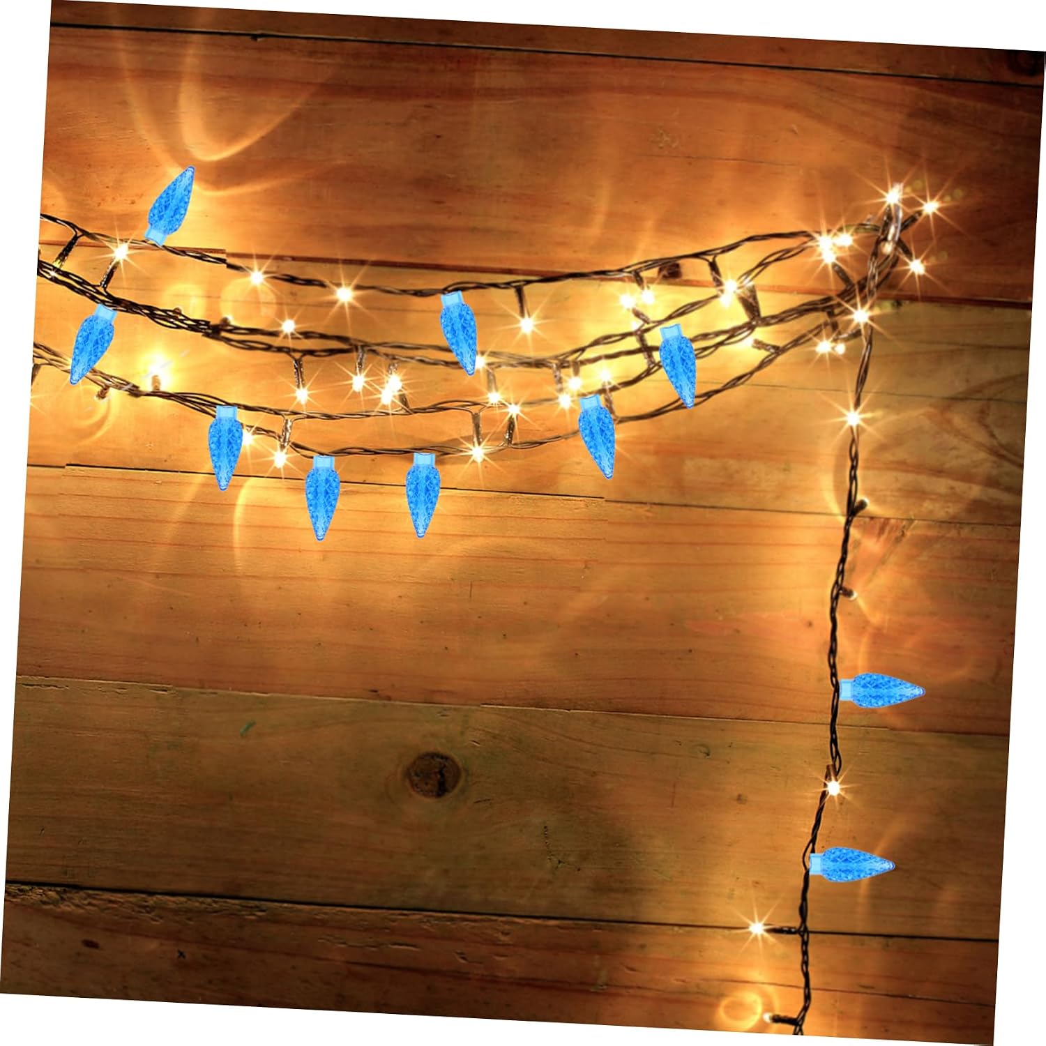 100pcs Blue Nut Pendant Garden Decoration Light Bulb Covers Replacement Bulbs Covers for Outdoor String Lights Decorative