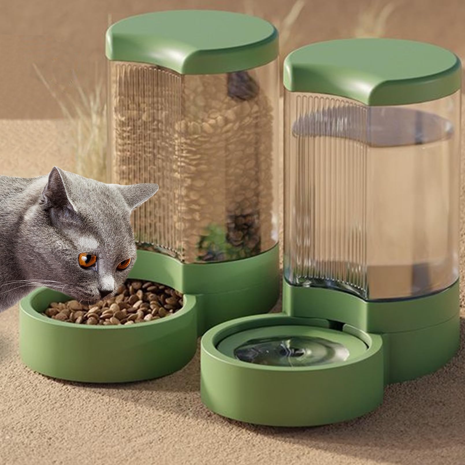 Image showcasing BNOSDM Automatic Pet Feeder and Water Dispenser Set 4L Gravity Cat Dog ...