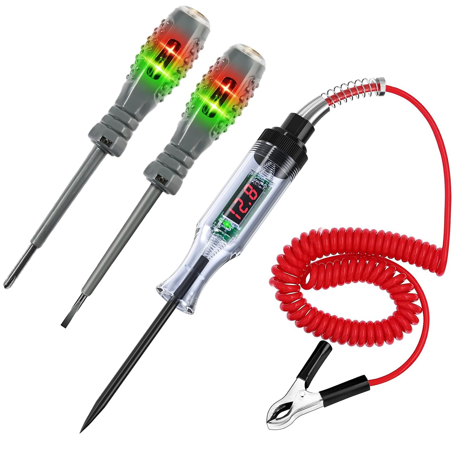 Circuit Tester - 3-120v Dc Car Truck Voltage Tester With LED Digital Test Light Retractable Spring Wire and Crocodile Clip, Voltage Pen, Battery Probe Pen for Automotive, Fuse, Wiring Circuit Checking