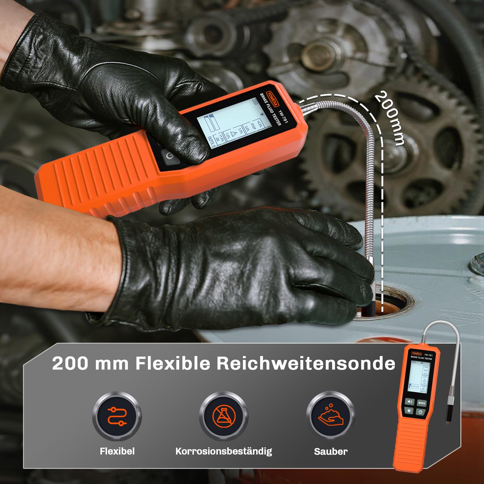 YW-791 Automotive Bremsflüssigkeitstester Verbessert Bremsflüssigkeitsprüfer Auto - Digitale Bremsflüssigkeit Siedepunkt Messgerät für DOT3 DOT4 DOT5.1 mit Optischer Alarm Brake Fluid Tester - 4
