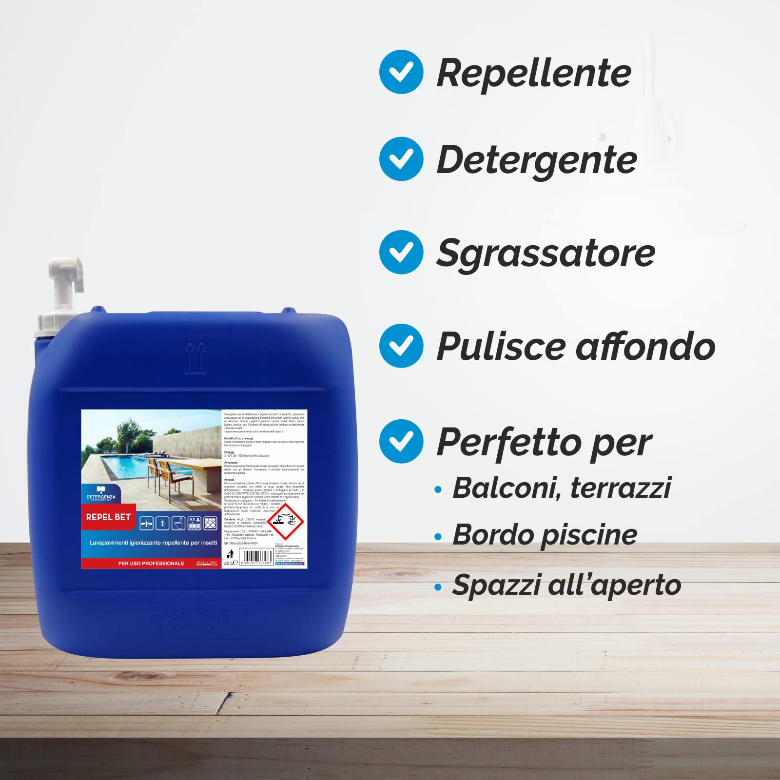 LAVAPAVIMENTI IGIENIZZANTE Repellente per Insetti Repel Bet CONCENTRATO - Tanica da 30 L