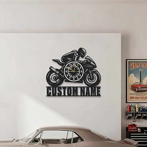 Miniatura 5 de Relojes de pared personalizados de metal para motocicleta, reloj de pared decorativo para garaje, relojes de garaje de metal personalizados para