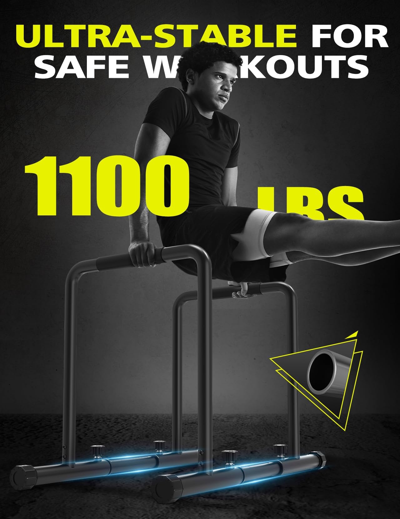 Dripex Verstellbare Dip Barren – 500 kg Dip-Station, tragbar und funktional dip stange, Fitness-Bar mit Sicherheitsanschluss, robuster Dip-Ständer, Paralleten-Übungs-Bar für Calisthenics