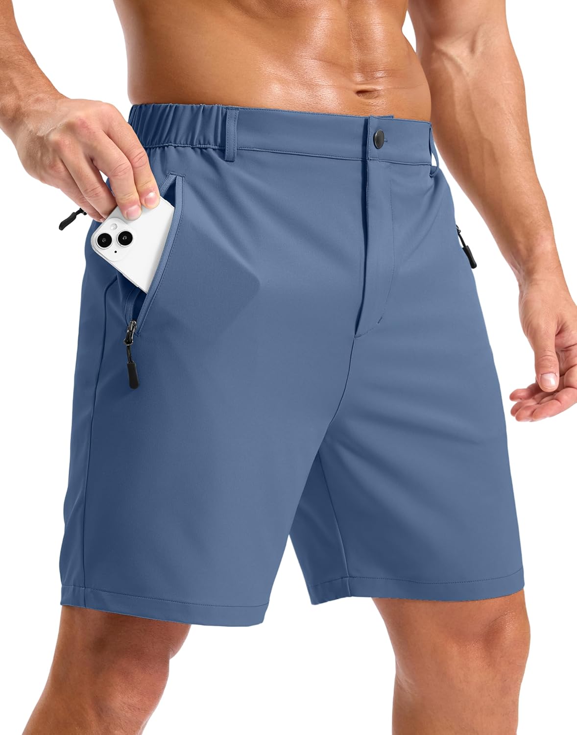 Pudolla Mens Hiking Shorts 5"/7"/9" Lightweight Quick Dry Casual Golf Shorts for Men Work Fishing with 3 Zipper Pockets