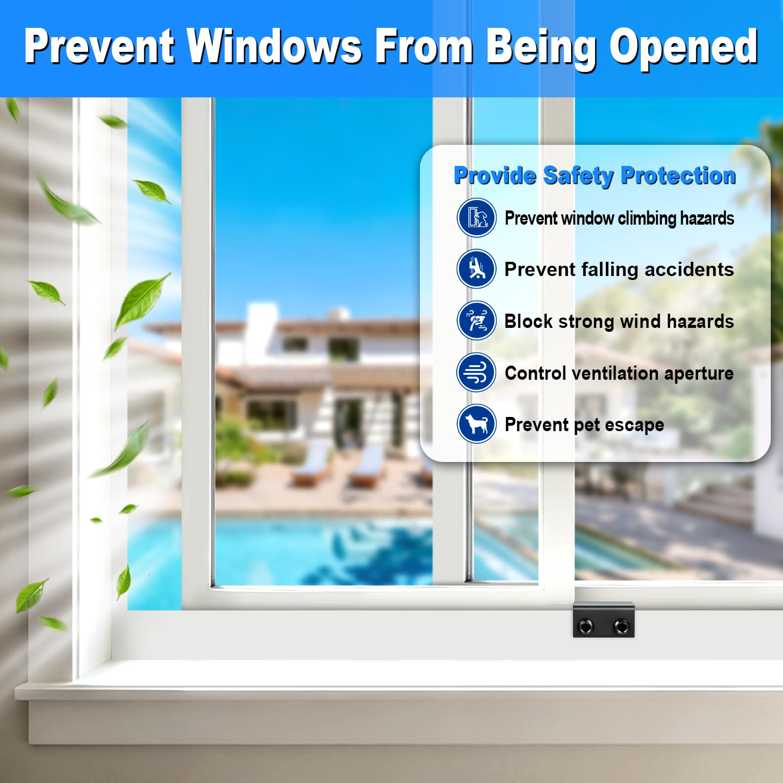 Cerraduras deslizantes para ventanas (10 unidades), cerraduras de ventana para ventanas arriba y abajo y ventanas horizontales, barras de seguridad para ventanas, topes de ventana de aluminio