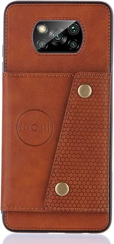 Miniatura 6 de Funda con tarjetero para Xiaomi Poco X3X3 NFCX3 Pro, parte trasera con piel sintética plegable doble hebilla multifunción bolsa para tarjetas,