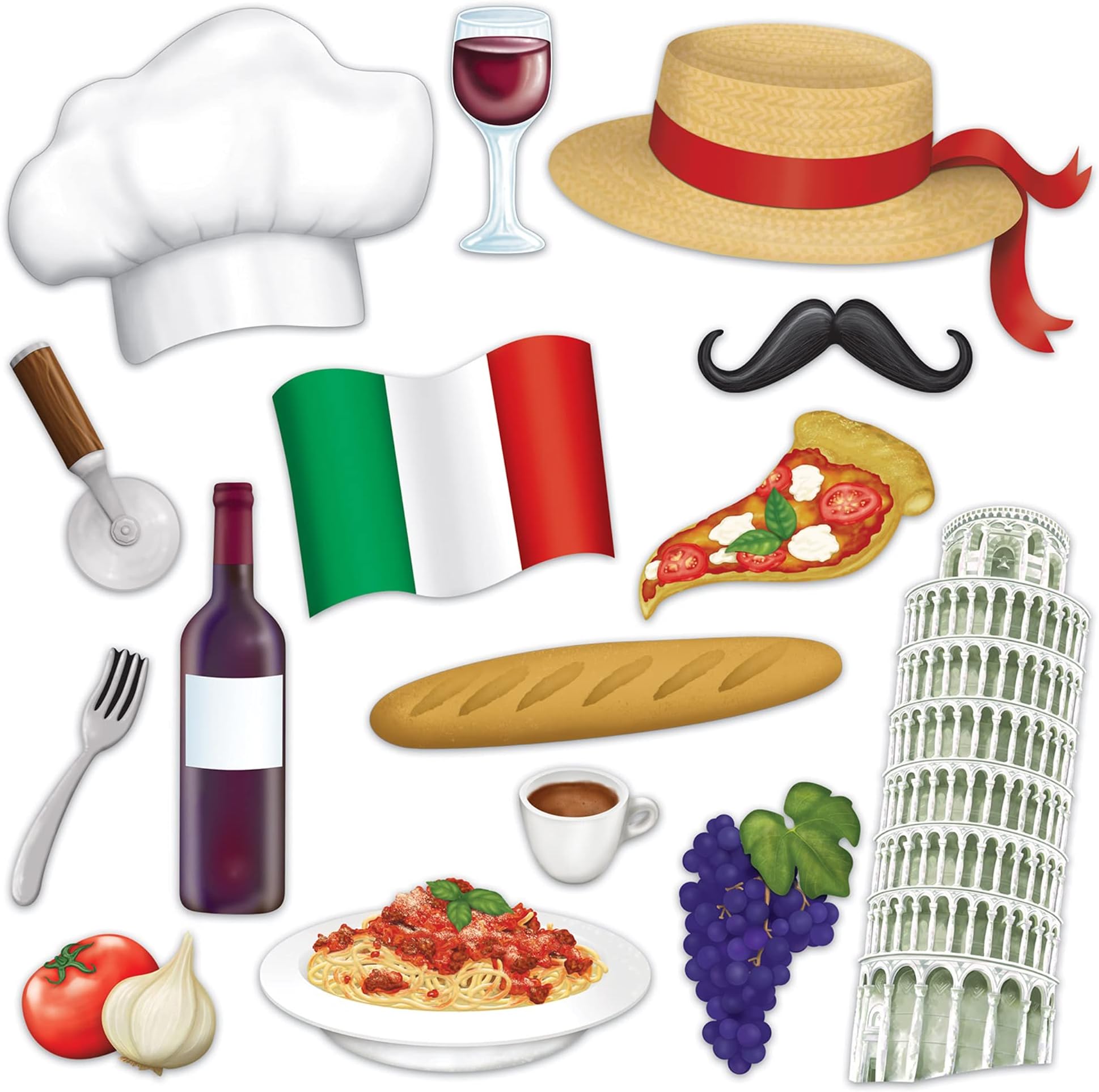 Beistle 53534 Italian Themed Funny Photo Booth Fun Signs Decoration, Multicolor, 15 Ct.