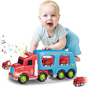 Camion Giocattolo per Bambini 2 3 4 5 anni, Camion Pompieri Giocattolo con Suono e Luce, Giocattoli Bambino 2 3 4 5 anni, Regalo Bambino 2 3 4 anni