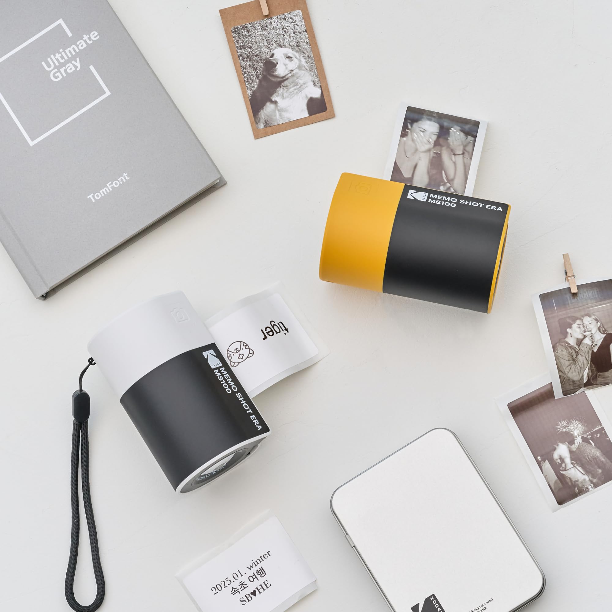 Kodak Memo Shot ERA MS100 Bundle - Imprimante Photo Autocollante + 9 Cartouches - Impression 2.7x1.8, Bluetooth, Compatible iOS/Android, Impression en 25s, Appli Kodak Memo Incluse - Jaune