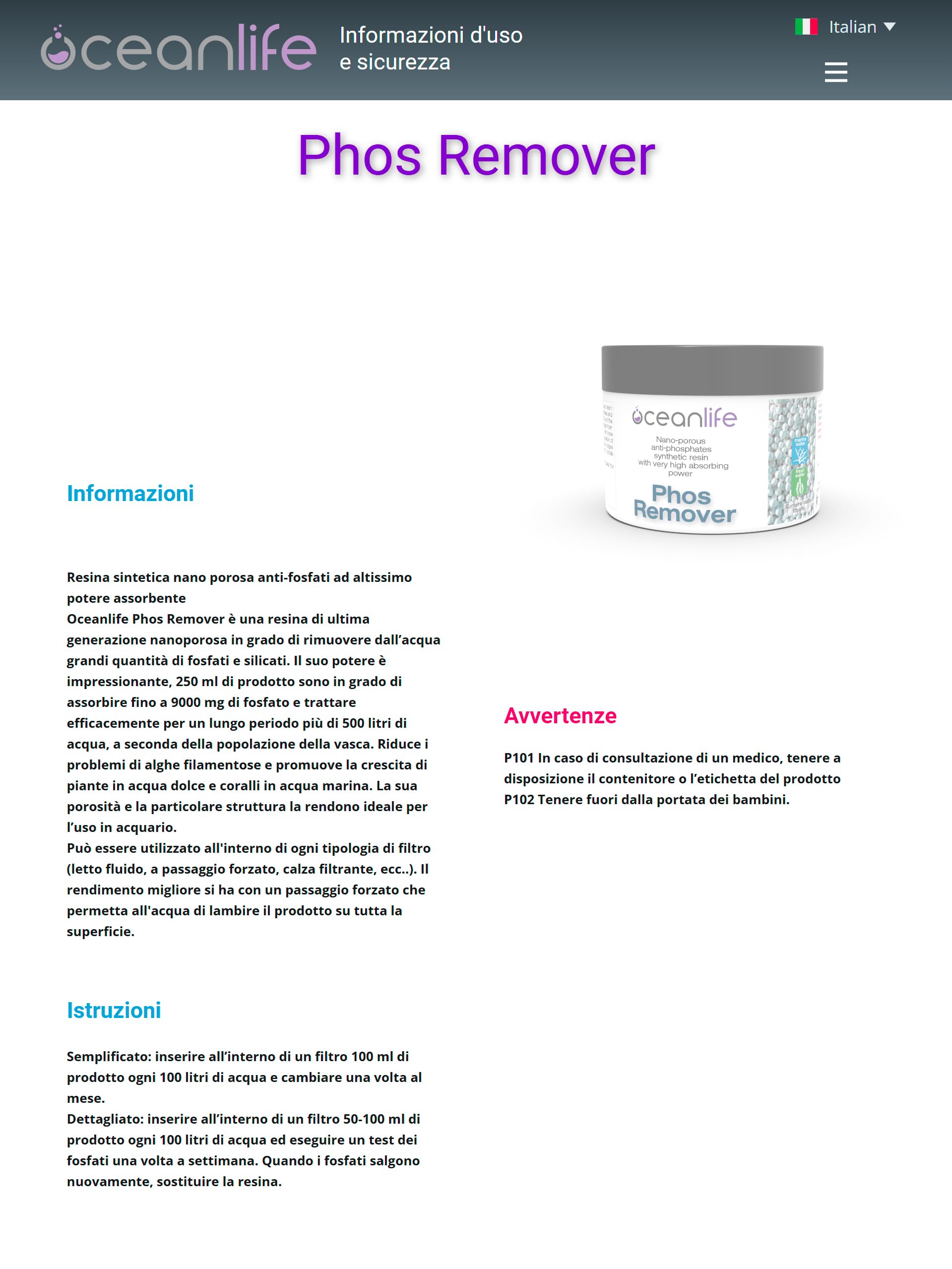 Oceanlife Phos Remover - 5000 ml - Resina Sintetica per la rimozione di Grandi quantità di fosfati e silicati in Acquario