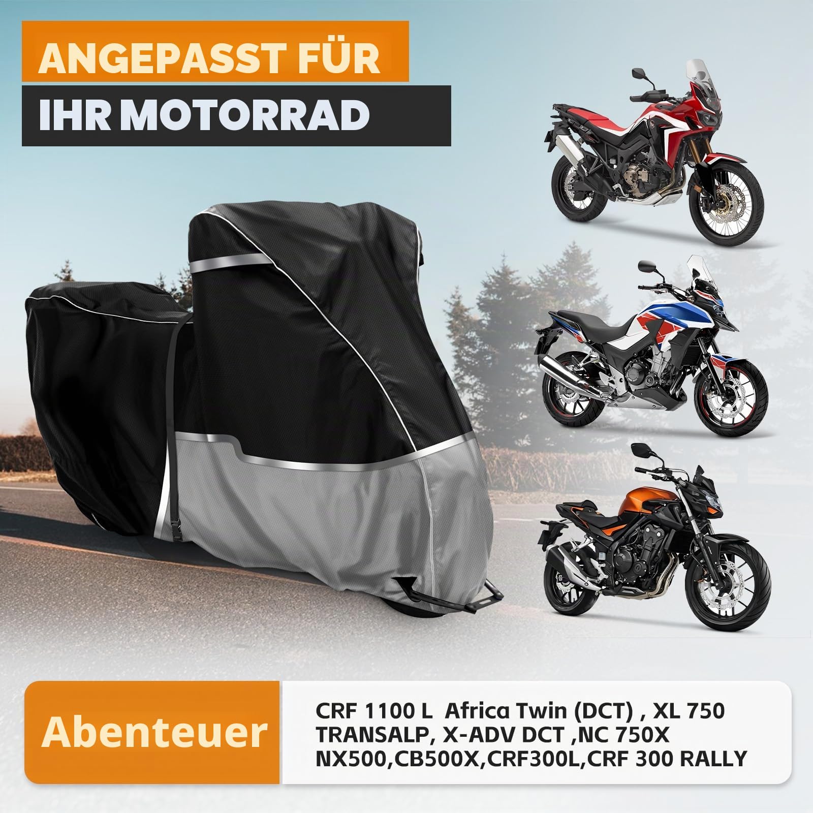 Motorrad Abdeckplane Wasserdicht für Honda Adventure CRF1100L Africa Twin | 420D Oxford-Stoff Motorradabdeckung Outdoor Motorradplane Motorradgarage Schnee Regen Staub Schutz