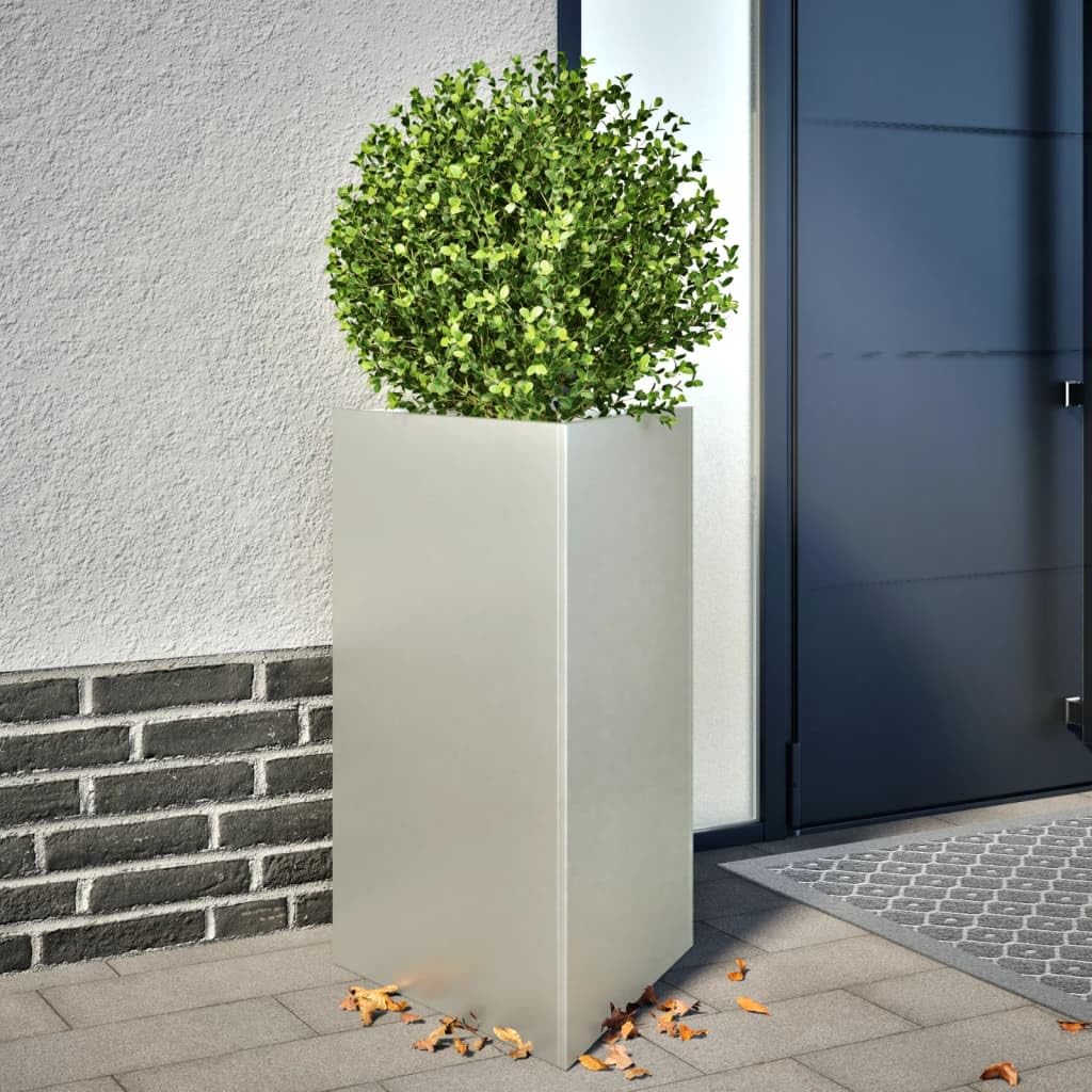 Macetero triangular, 2 unidades, 50 x 43 x 75 cm, acero inoxidable, para jardín, balcón, terraza, con protección contra la oxidación y estabilidad para plantas, verduras, hierbas, flores