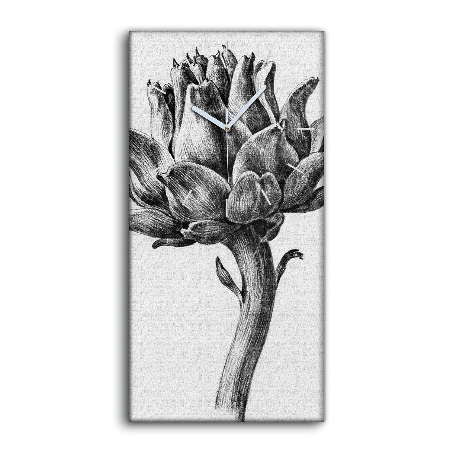 Horloge sur Toile Dessiner des Fleurs Florales Art Mural 30x60