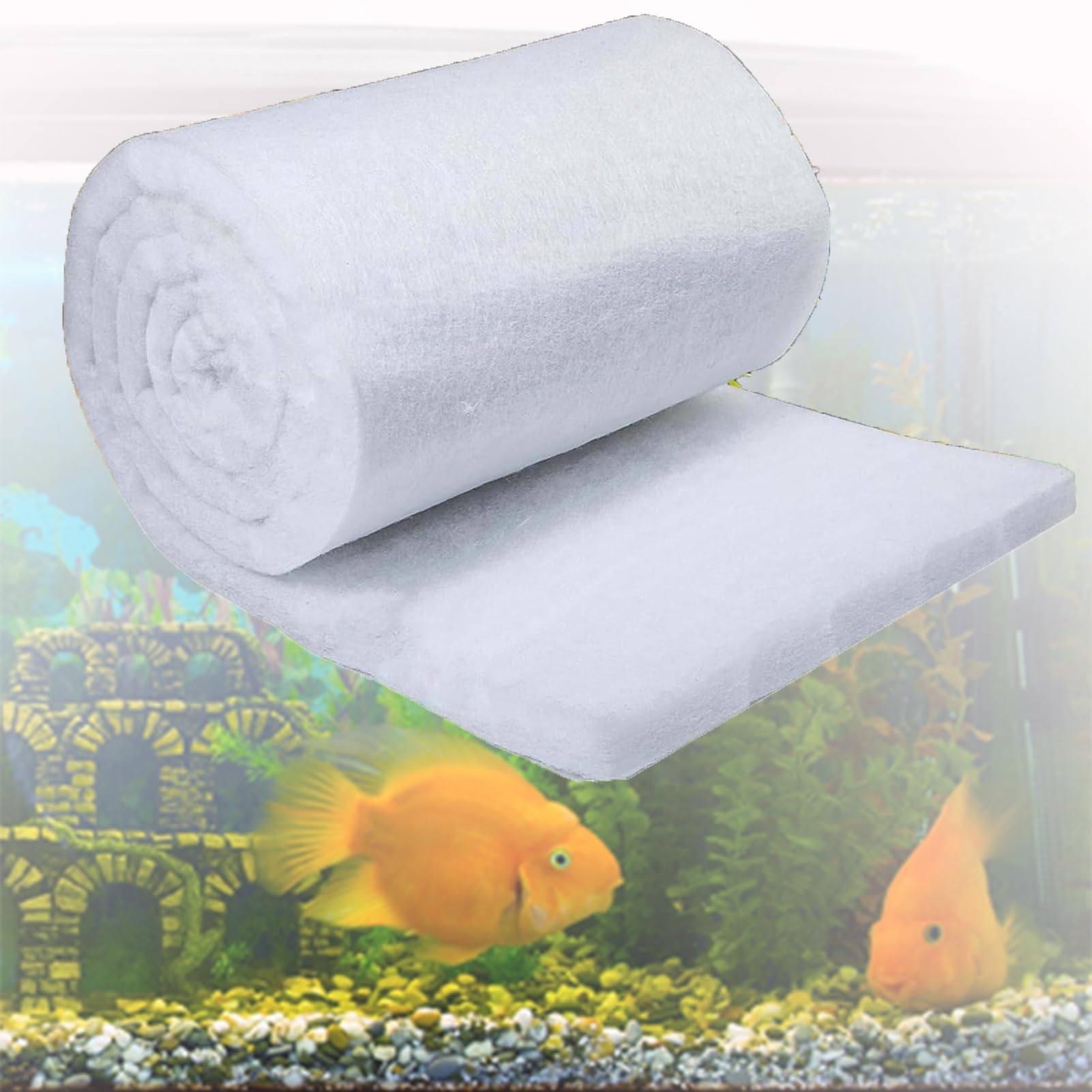 Tampon filtrant pour Aquarium, Largeur 15,7 Pouces, en Coton réutilisable, découpable, pour bassins extérieurs et Aquariums(13.1ft)