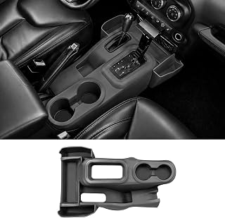 Center Console Organizer with Cup Holder Insert for 2011-2017 Wrangler JK | Gear Shift Panel Trim Cover, Non-Slip Silicone Liner Mat with Side Storage Tray, 3-in-1 Car Interior Storage Box Accessories