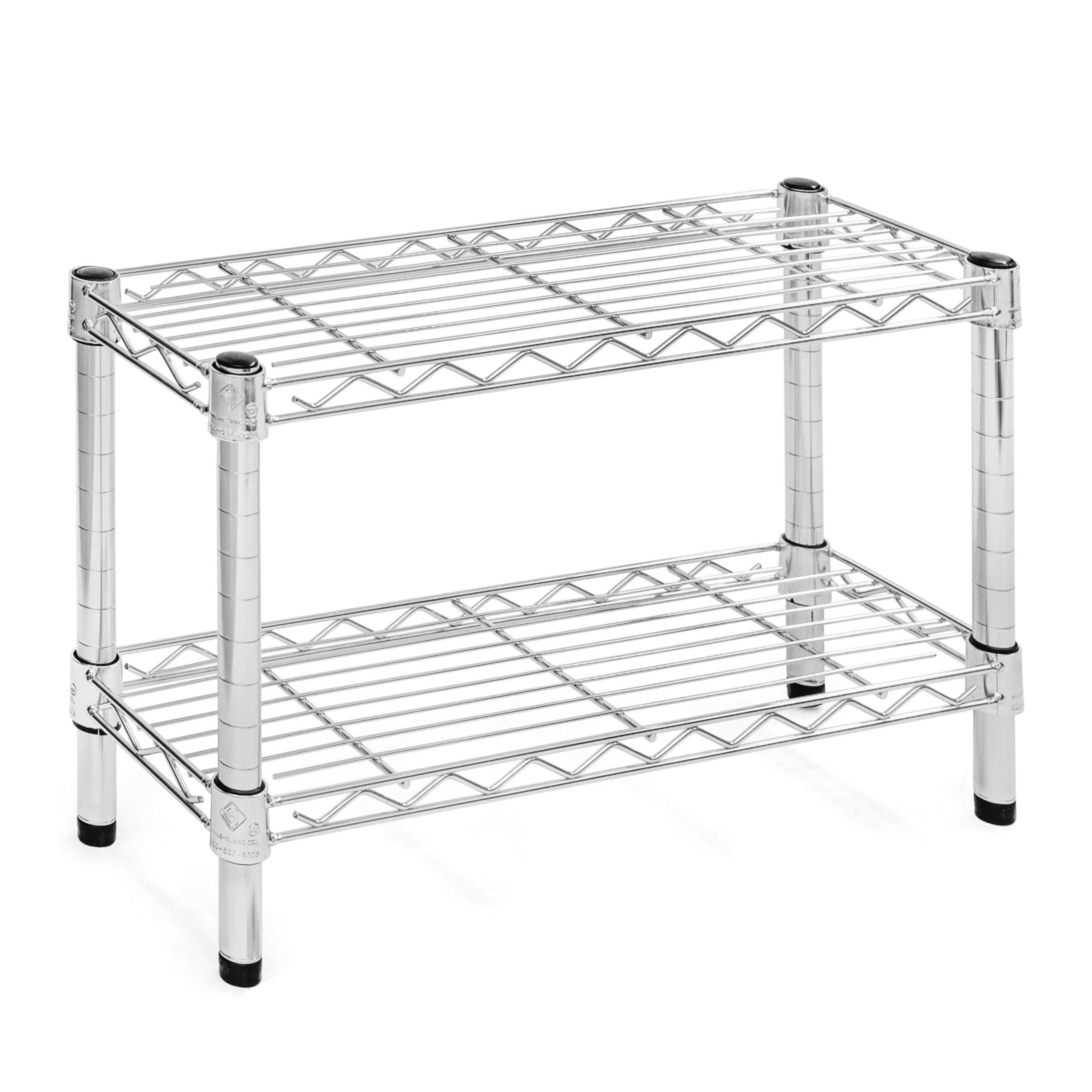 Shelving Inc. 8" d x 24" w Chrome Wire Shelving with 2 Tier Shelves, Weight Capacity 800lbs Per Shelf