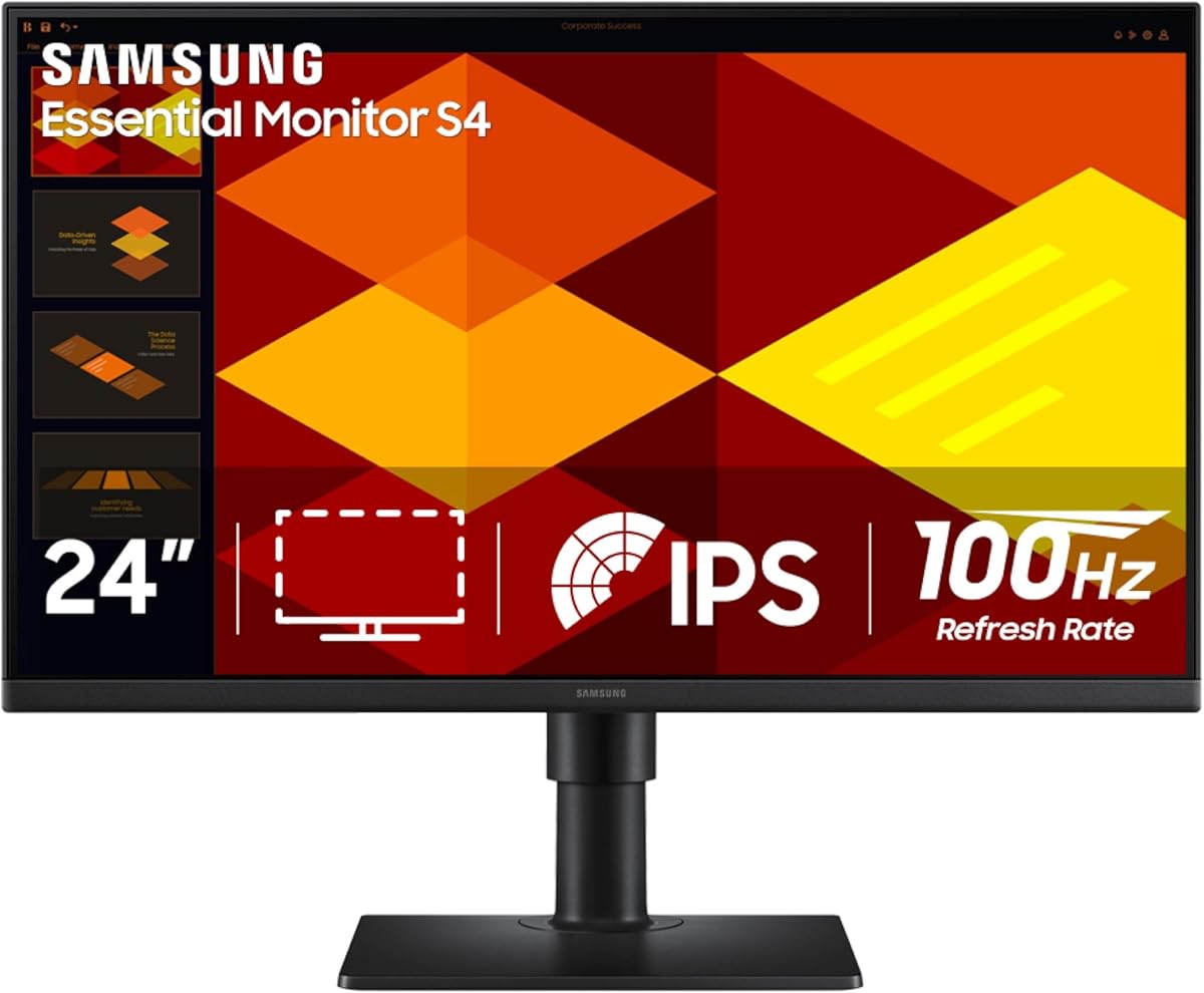 SAMSUNG 24” (S40GD) Borderless Business Monitor with IPS Panel, 100Hz Refresh Rate, Eye Saver Mode, Ergonomic Design, Game Picture Mode, LS24D408GANXGO : Electronics