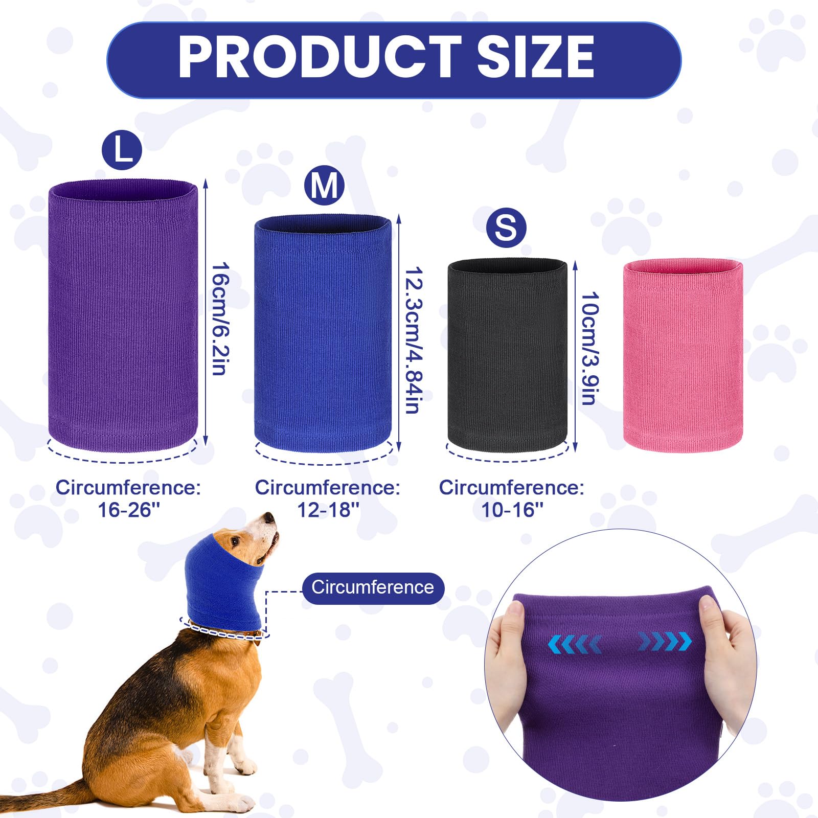 4 Pcs 3 Size Dog Ear Muffs, Stretchy Hoodie for Dog Non-Noise Dogs Ear Muffs - Image 2