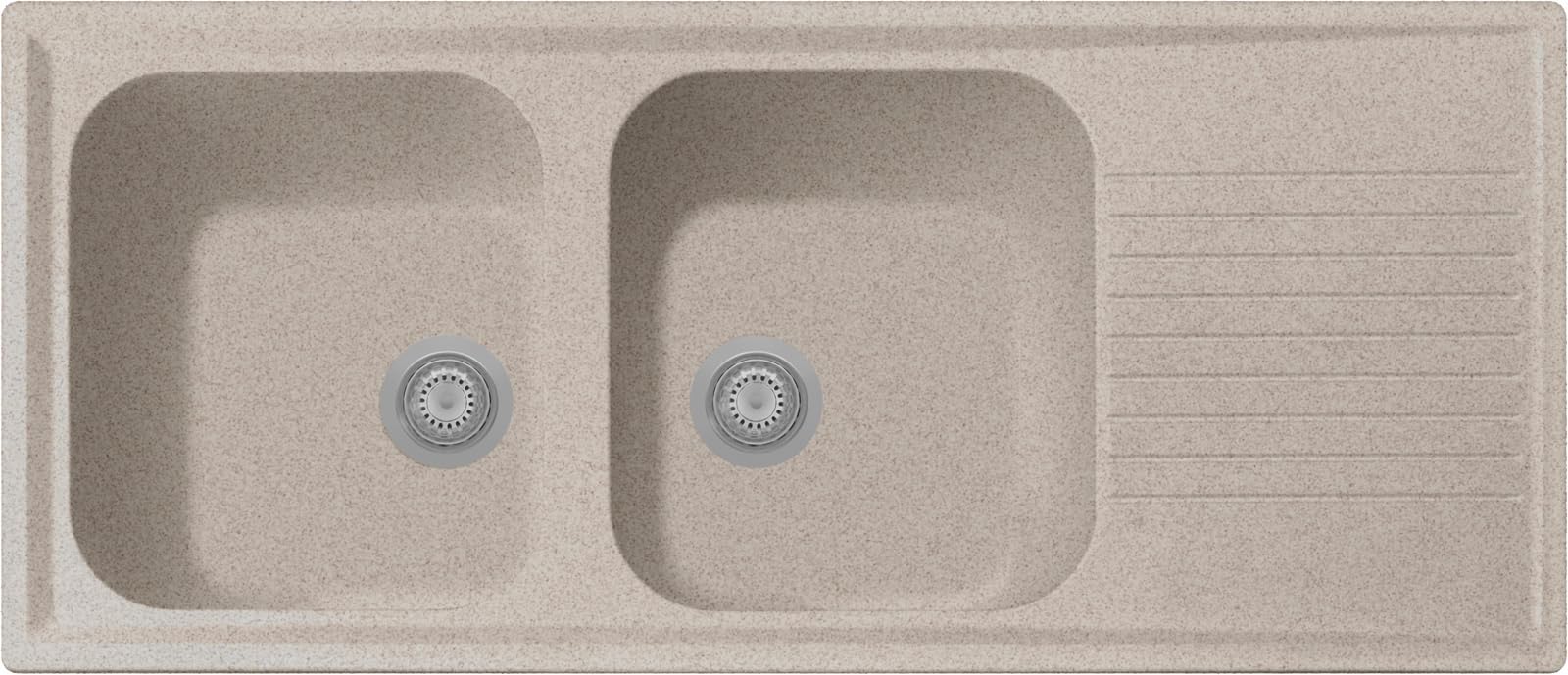 Lavello cucina Provenza avena 116 x 50 cm 2 vasche e gocciolatoio Made in Italy