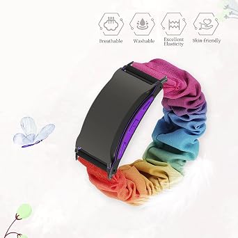 5-Pack Replacement Bands Compatible with Pavlok Shock Clock 3 Band, Soft Fabric Elastic Wristband Floral Printed Scrunchie Strap for Women Girls