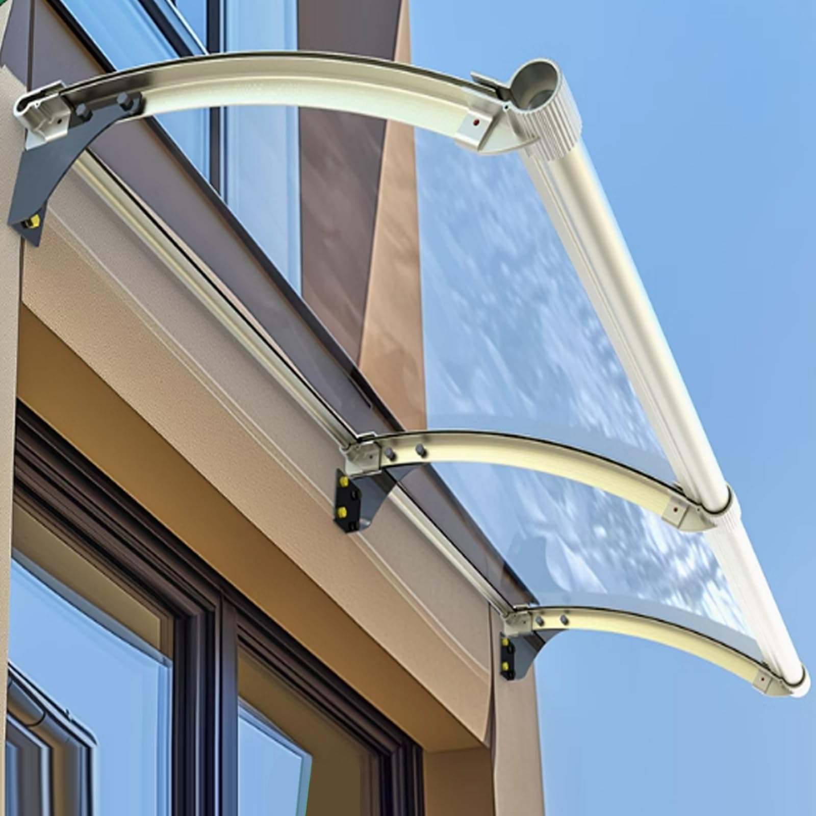 CZYZMDD UV-Resistant Polycarbonate Door Canopy 80x190 cm - Rain & Snow Shield Transparent Entrance Awning Front Overhang Outdoor Sun Protector for Patio