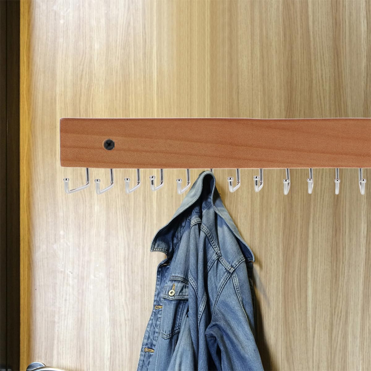 Porta Cravatte da Armadio 2 Pezzi in Legno e Ferro 20 Ganci | Design Salvaspazio, Installazione Semplice, Finitura Kaki, per Ingresso e Camera da Letto
