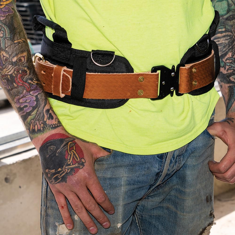 Klein Tools Ceinture porte-outils en cuir avec boucle à dégagement rapide, taille de 71,1 à 91,4 cm, taille M