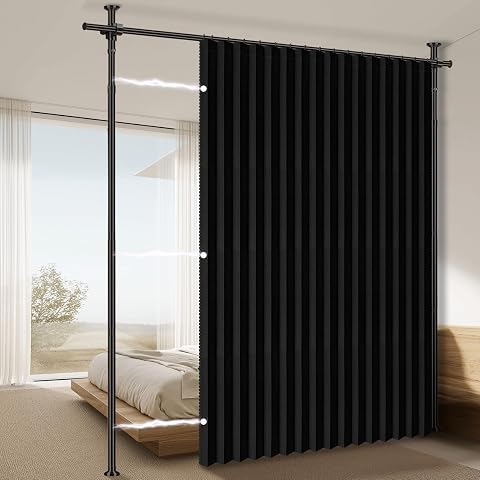 Blackout Room Divider Curtain Set - 1 Panel, 84x100 inches, No Drill Installatio