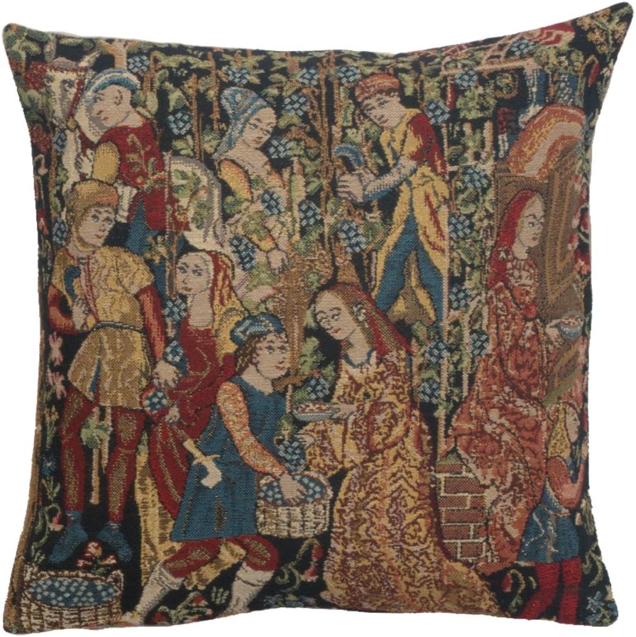 Vendages VI Belgian Woven Cushion Cover - 16 x 16" Handmade Square Pillow for Living Room - Tapestry Cushion for Indoor - Bedroom Decorative Pillow Covers - Cushion Cover for Sofa Bed & Couch
